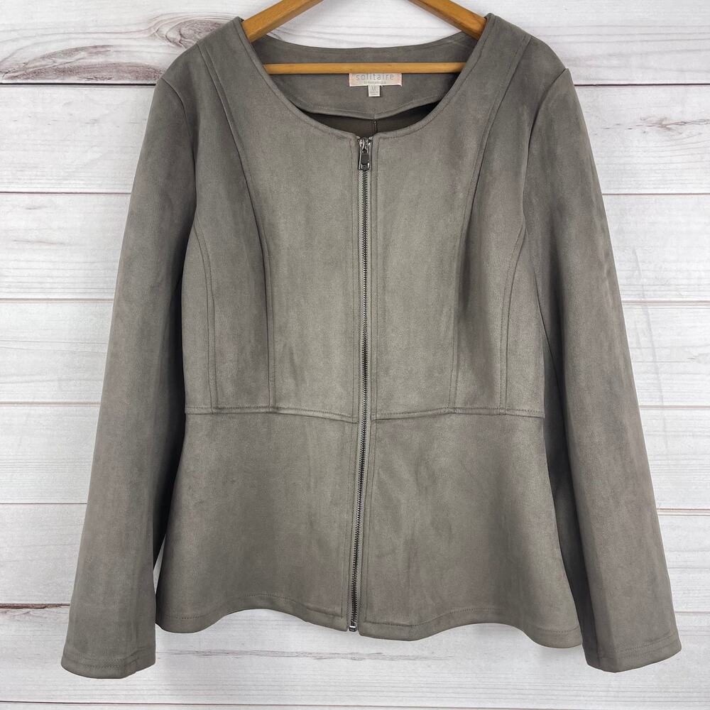 Women's Solitaire Faux suede gray jacket/blazer size Medium‎
